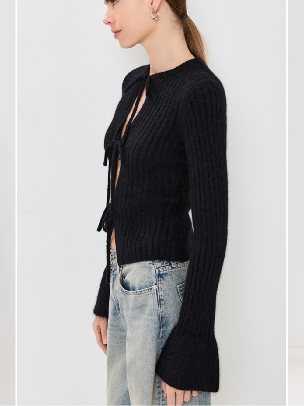 Reformation Rebecca Cashmere Alpaca Tie Front Cardigan - Picture 4 of 9